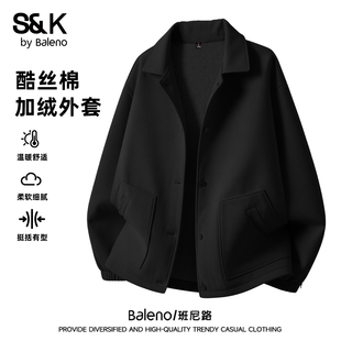 男初高中生加绒加厚开衫 班尼路S&K加绒工装 新款 冬季 夹克A 外套男士