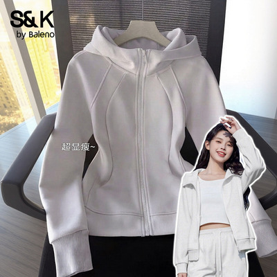 修身连帽卫衣女收腰超显瘦外套