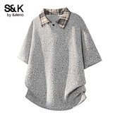 2026新款 班尼路SK短袖 夏季 男士 条纹拼接翻领商务休闲上衣YS polo衫