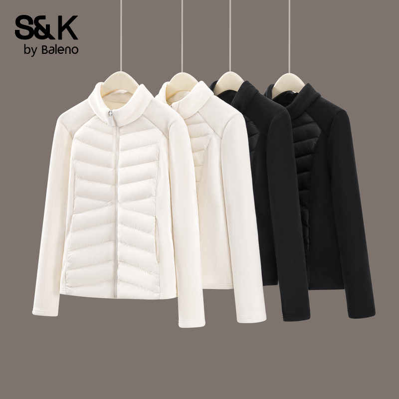 班尼路白色开衫立领外套女款上衣