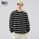 男2025秋冬新款 班尼路SK美式 条纹T恤长袖 宽松百搭纯棉圆领上衣YS