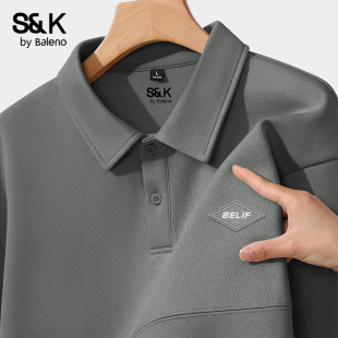 翻领长袖 班尼路S&K系列重磅棉感男士 男款 宽松休闲秋季 t恤LF POLO衫