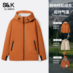 上衣防泼水夹克男A 橘色情侣款 班尼路S&K系列软壳外套男款 2025新款