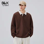 休闲百搭宽松上衣男款 班尼路SK长袖 2025秋季 新款 翻领Polo衫 男士