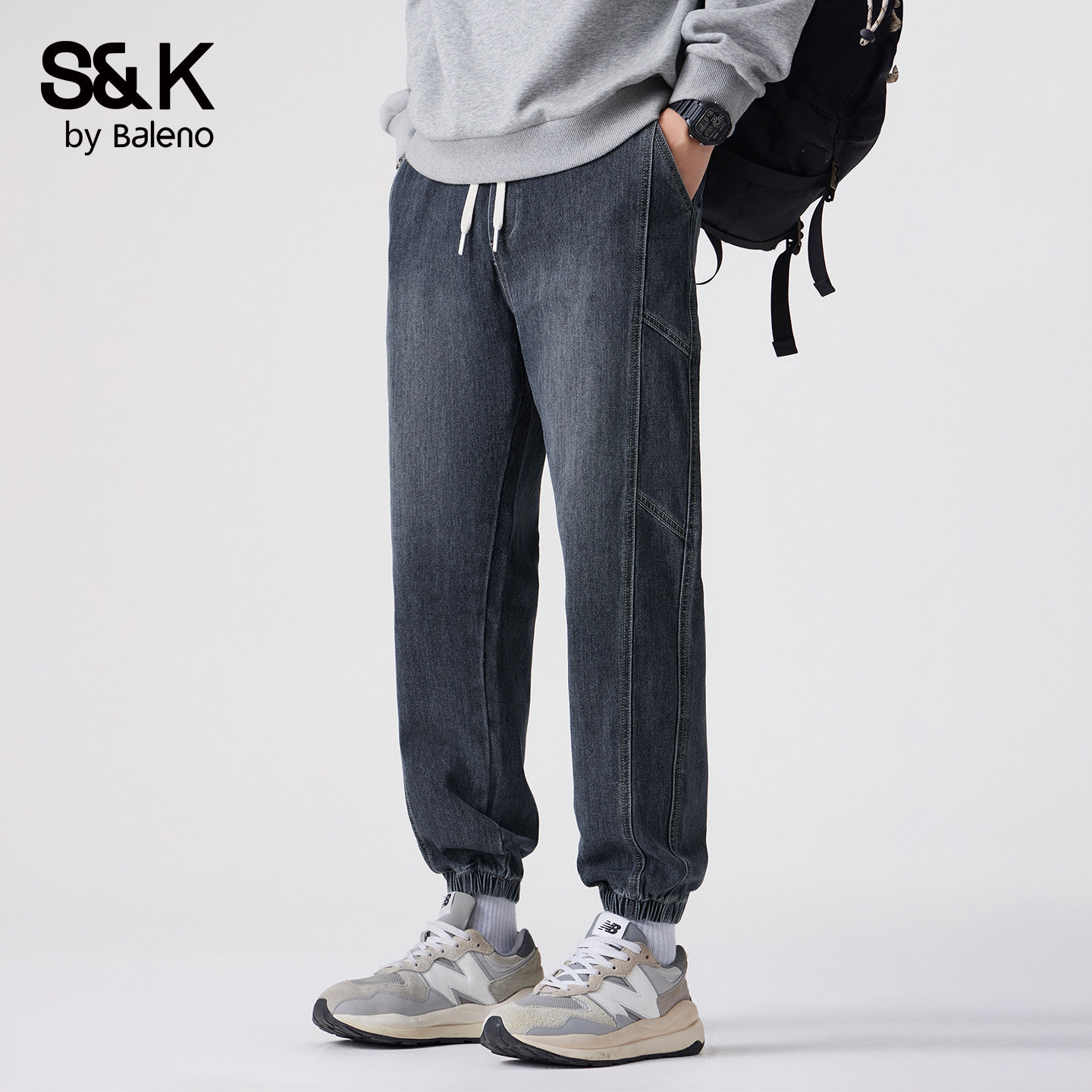 班尼路SK牛仔裤男士秋冬新款潮牌水洗耐磨宽松束脚休闲九分裤子YS,男装,牛仔裤,淘宝优惠券,粉丝福利购,淘宝优惠卷