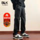防水工装 冲锋裤 男生秋冬新款 班尼路SK美式 加绒加厚直筒休闲长裤