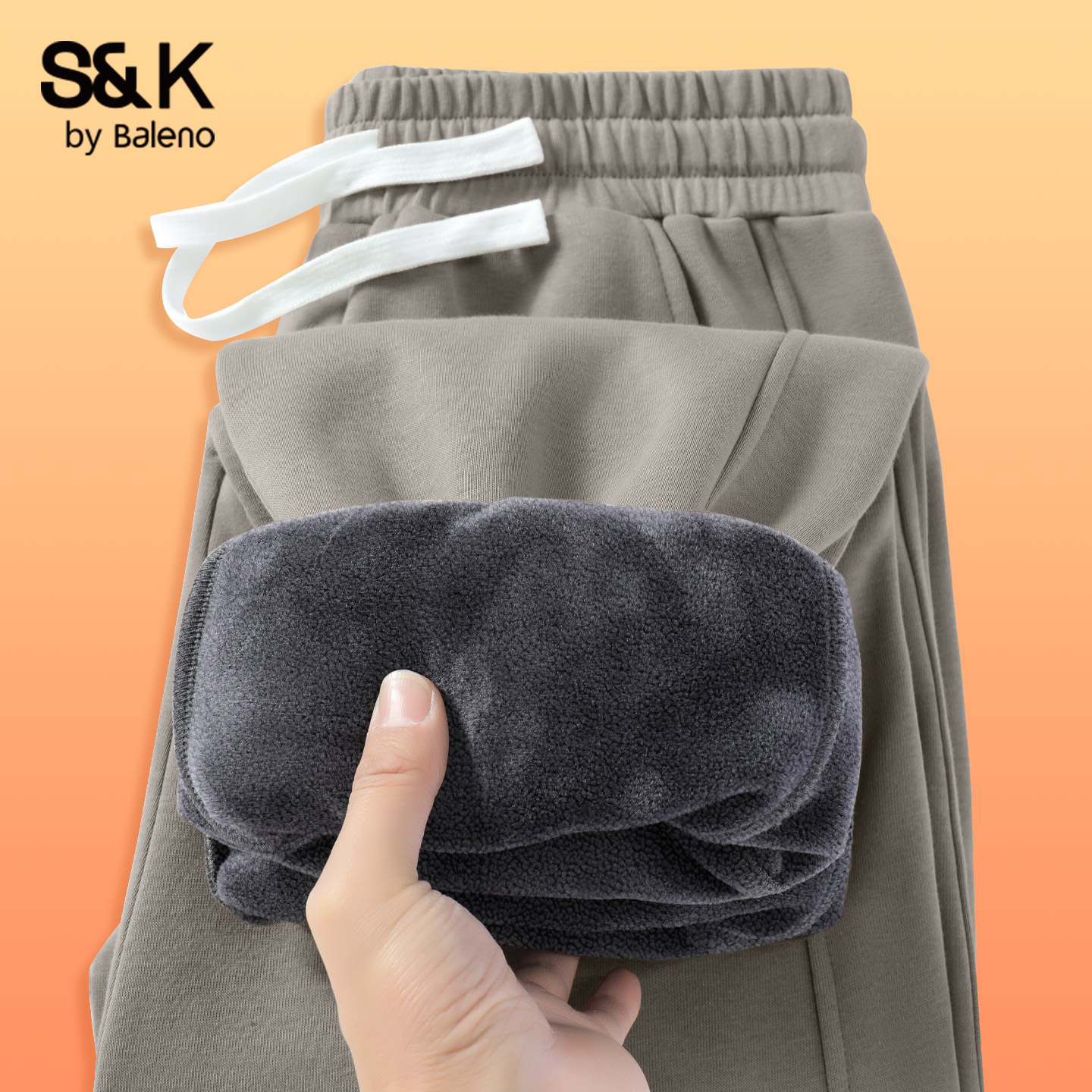 班尼路S&K重磅奥粒绒保暖卫裤男