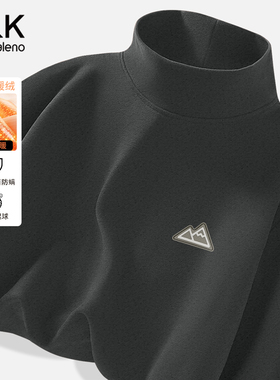 班尼路男士高领绒德长袖t恤男秋冬季双面加绒男款黑色打底衫潮LF