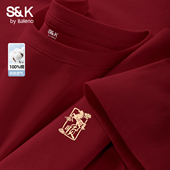 班尼路S&K马年本命年打底衫 男t恤潮A 2026新年红纯棉短袖 男款 春季