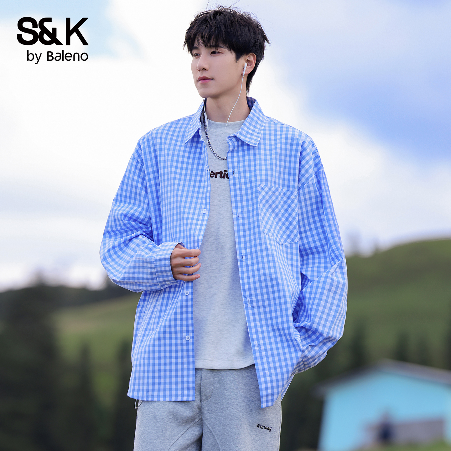 班尼路SK格子衬衫男春秋新款穿搭