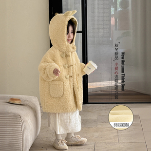 毛毛衣韩版 儿童冬季 女孩洋气加厚上衣 2025新款 女童加绒外套秋冬款