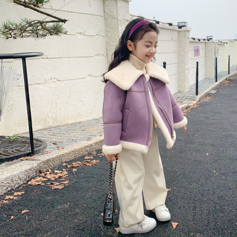 女童外套秋冬款儿童皮毛一体上衣
