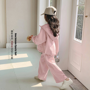 女童套装春装2026新款童装卫衣外套洋气时髦儿童装春季运动三件套