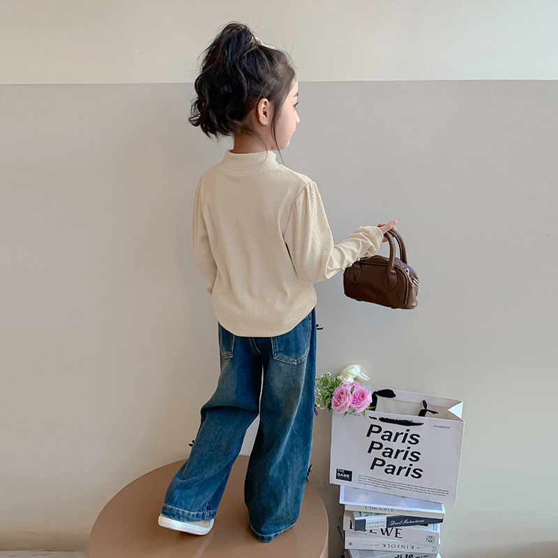 女童打底衫半高领儿童长袖T恤