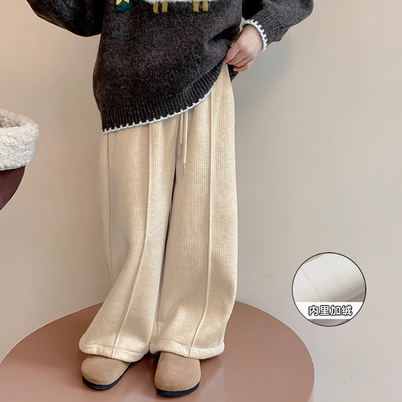 女童加绒裤子2026秋冬新款洋气女孩垂直感阔腿裤儿童一体绒休闲裤,童装/婴儿装/亲子装,裤子,淘宝优惠券,粉丝福利购,淘宝优惠卷