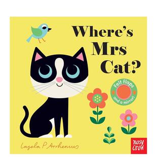 【预售】【毛毡翻翻书】猫咪女士在哪呢?【Felt Flaps】Where's Mrs Cat?英文进口原版儿童趣味图书Ingela P Arrhenius3-6岁