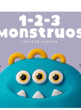 【预售】1-2-3 怪物数数书 1-2-3 Monsters 英文进口原版儿童启蒙图书Larissa Honsek外文正版