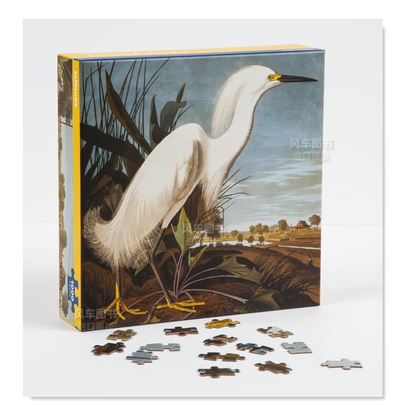 【预售】拼图1000片约翰·詹姆斯·奥杜邦:白鹭 Snowy Egret, James Audubon Puzzle进口原版减压礼品书籍艺术室内装饰画拼图书