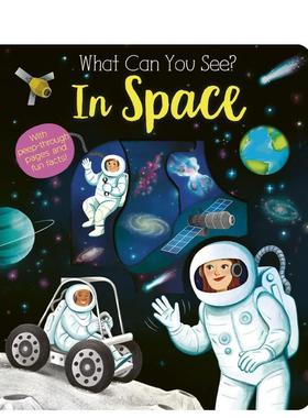 【现货】【你能看到什么】太空 洞洞书What Can You See? In Space英文进口原版儿童趣味图书3-6岁Kate Ware  María Perera