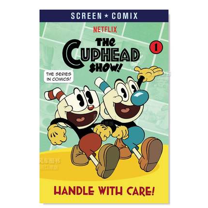 【预售】茶杯头秀动画系列 小心应对 Handle with Care!(The Cuphead Show!) 茶杯头大冒险 英文儿童漫画书6-9岁图画小说第一集