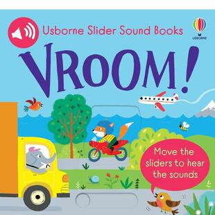 【预售】【滑条发声书】呜-呜-车辆发动【Slider Sound Books】Vroom!英文进口原版儿童趣味图书Ailie Busby3-6岁