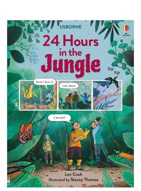 【现货】丛林24小时24 Hours in the Jungle英文进口原版儿童趣味图书Lan Cook and Stacey Thomas3-6岁
