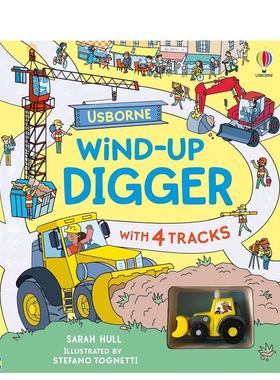 【预售】【扭动发条玩具书】挖掘机 【Wind-up】Digger 英文进口原版儿童趣味图书Sarah Hull外文正版