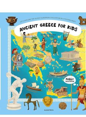 【现货】【揭秘历史】给孩子的古希腊之书 含6幅互动折叠地图Ancient Greece for Kids【Unfolding the Past】英文进口原版儿童趣