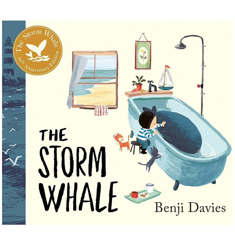 【预售】【英国获奖插画师Benji Davies】浴缸里的鲸鱼【Storm Whale】The Storm Whale原版英文儿童绘本