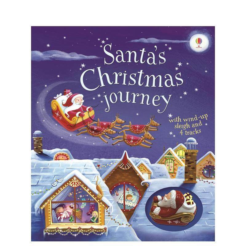 【预售】【扭动发条玩具书】圣诞老人的圣诞之旅（含雪橇和4个轨道槽） 【Wind-up】Santa 英文进口原版儿童趣味图书Fiona Watt