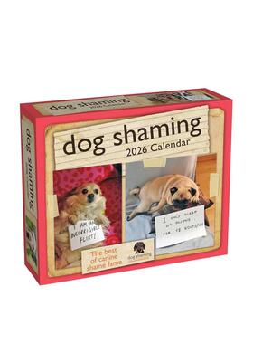 【预售】“罪犯”小狗曝光 2026年彩色日历Dog Shaming 2026 Day-To-Day Calendar进口原版日历 文创送礼Lemire  Pascale