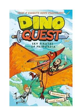 【预售】恐龙大冒险：原始空域的飞天大盗 Dino Quest: Sky Pirates of Primordia英文进口原版儿童章节书 爆笑幽默插图章节书Din