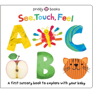 【现货】【First Sensory Book】See Touch Feel ABC，【感官认知书】观看/触摸/感受：Priddy 儿童趣味 Priddy Books