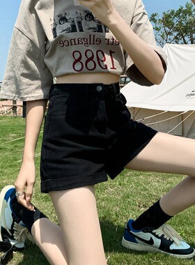 牛仔短裤女夏装新款chic韩版休闲显瘦百搭学生宽松卷边阔腿热裤子