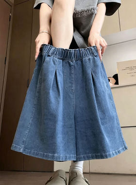 天丝牛仔短裤女外穿夏季高腰a字显瘦阔腿休闲小个子冰丝五分中裤