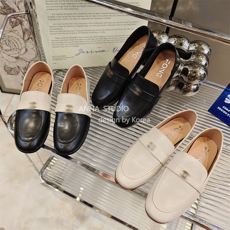 一脚蹬单鞋女通勤踩跟平底小皮鞋