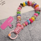 双域多巴胺手机链挂绳女少女心手腕超好看彩虹糖果串珠挂件饰品短款 旅游出行防丢摔电话套手机壳链子通用新品