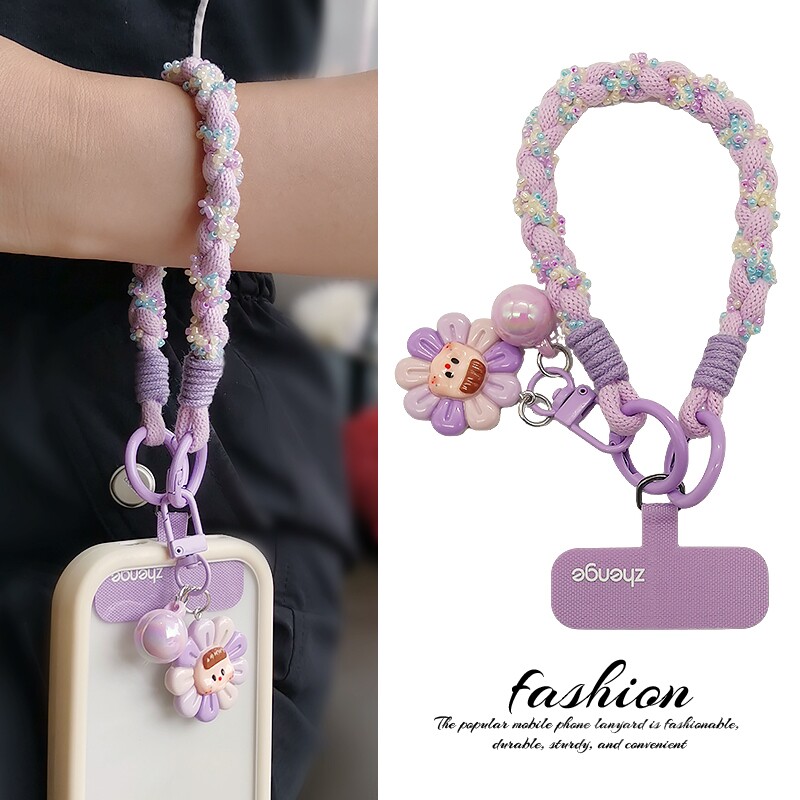 双域手机挂绳女手腕短款彩珠编织绳卡通可爱吊坠挂件手绳防丢户外旅游登山出行防盗手机壳电话套吊绳潮流新品,3C数码配件,手机挂件/手机链,淘宝优惠券,粉丝福利购,淘宝优惠卷