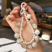 手拎结实防丢手机壳通用潮 双链创意人物像手提链吊绳手工串珠挂链ins网红新款 手机挂绳短款 手腕挂件多彩女款