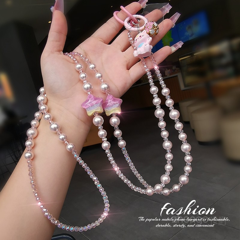双域小清新手机挂链女斜挎长款可肩侧背带精致高级感手作串珠挂件铃铛可爱卡通壳套吊坠户外旅游出行包包链绳,3C数码配件,手机挂件/手机链,淘宝优惠券,粉丝福利购,淘宝优惠卷