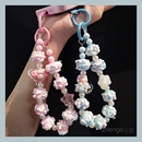 双域可爱卡通卡哇伊糖果涂鸦珠手机链手机壳挂件串珠手链短款 少女心美乐蒂手腕挂饰户外旅游逛街手提链挂绳