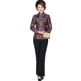 唐装女春秋套装盘扣上衣复古立领中式女装华服中国风年轻妈妈外套