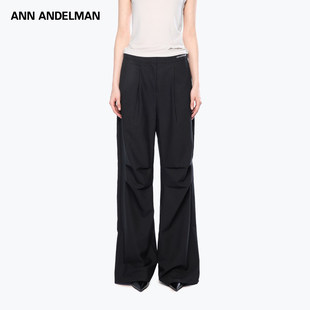 【明星同款】ANN ANDELMAN2025直筒宽松休闲长裤西裤版降落伞裤女