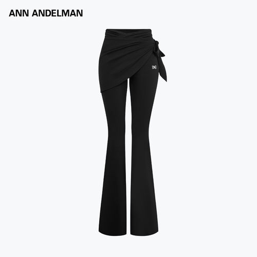 ANN ANDELMAN搭片针织黑色紧身喇叭裤休闲时髦百搭长裤