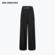 黑色复古干练简约直筒休闲西裤 单边褶阔腿裤 ANDELMAN ANN