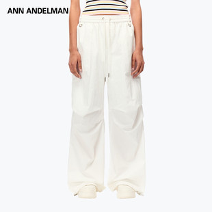 ANN ANDELMAN 2025新品白色设计感直筒休闲长裤降落伞裤女