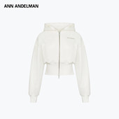 迪丽热巴同款 外套短双开拉链高腰连帽卫衣 修身 ANN ANDELMAN长袖