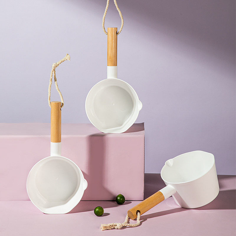 米木 水勺水瓢加深加厚家用长柄塑料大号ins风木柄白色舀水瓢带绳,厨房/烹饪用具,汤勺,淘宝优惠券,粉丝福利购,淘宝优惠卷