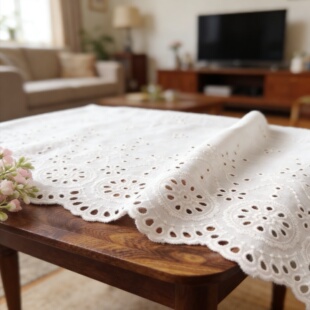 宽25cm 粉白色花朵刺绣棉布手工diy衣服裙子蕾丝花边