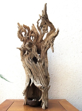 精选千年胡杨风化老木原木整体随形根艺摆件自然禅意创意搭配收藏